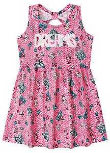 Vestido Manga Curta Bebê Menina Unicórnio Rosa - Brandili