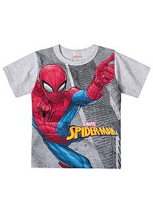 Camiseta Manga Curta Infantil Menino Homem Aranha Cinza - Brandili