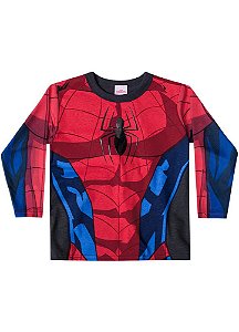 Camiseta Manga Longa Infantil Menino Homem Aranha Gola Preta - Brandili