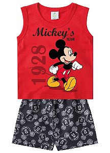 Conjunto Bebê Menino Mickey Disney Vermelho e Cinza - Brandili