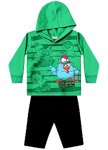 Conjunto Blusa e Calça de Moletom - Galinha Pintadinha - Verde e Preto - Brandili
