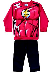 Conjunto de Moletom - Blusa Músculos e Calça - Flash - Vermelho e Preto - Brandili