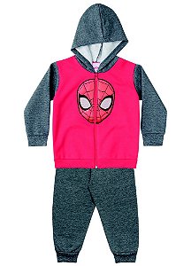 Conjunto de Jaqueta e Calça de Moletom - Homem Aranha - Vermelho e Cinza - Brandili