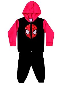 Conjunto de Jaqueta e Calça de Moletom - Homem Aranha - Preto e Vermelho - Brandili