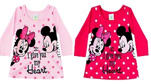 COMBO PAGUE 1 LEVE 2 Blusas Manga Longa Bebê Menina Minnie e Mickey - Brandili
