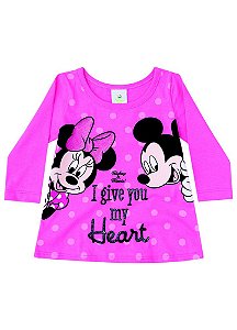 Blusa Bebê Menina Minnie e Mickey Rosa - Brandili