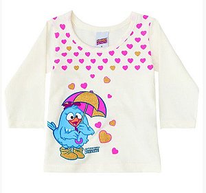 Blusa Manga Longa Bebê Galinha Pintadinha Off-White - Brandili