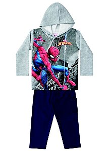 Conjunto de Moletom - Homem Aranha na Teia - Cinza e Azul Marinho - Brandilii