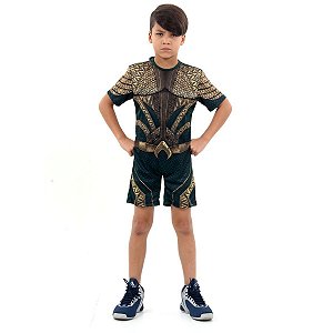 Fantasia Infantil Menino Aquaman Verde Modelo Curto - Sulamericana