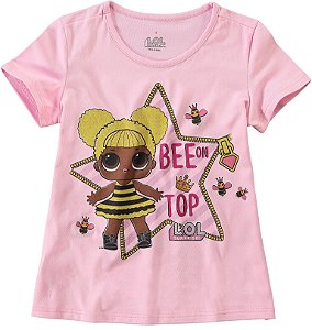 Blusa Manga Curta Infantil Menina LOL Rosa Claro - Malwee