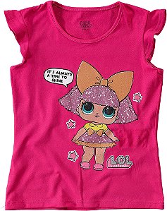 Blusa Manga Curta Infantil Menina LOL Rosa - Malwee