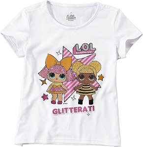 Blusa Manga Curta Infantil Menina LOL Glitterati Branca - Malwee