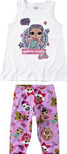 Conjunto Manga Curta Infantil Menina Lol Branco e Lilás - Malwee