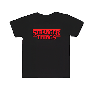 Camiseta Manga Curta Infantil Juvenil Stranger Things Netflix Preta - Malwee