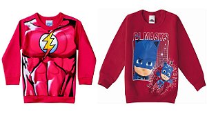 COMBO PAGUE 1 LEVE 2 Moletom Flanelado Bebê Menino Personagens - Malwee e Brandili