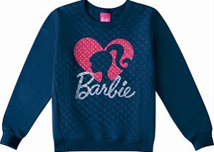 Moletom Flanelado Infantil Barbie Azul Marinho - Malwee