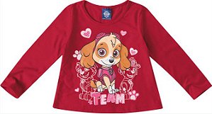 Blusa Manga Longa Bebê Menina Patrulha Canina Team Vermelha - Malwee