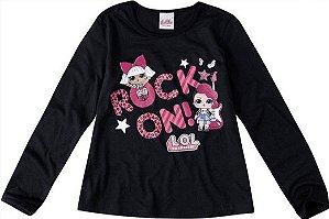 Blusa Manga Longa Infantil Menina LOL Preta - Malwee