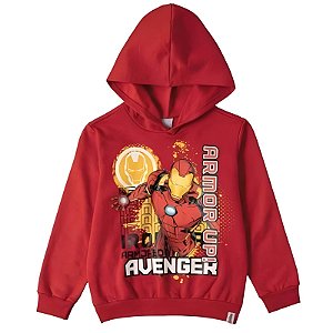 Moletom Flanelado Capuz Infantil Menino Homem de Ferro Vermelho - Malwee