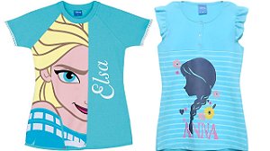 COMBO PAGUE 1 LEVE 2 Camisolas Manga Curta Infantil Menina Frozen - Lupo