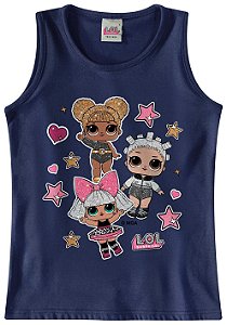 Blusa Regata Infantil Menina LOL Azul Marinho - Malwee