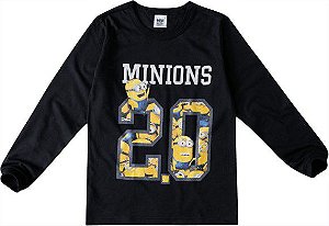 Camiseta Manga Longa Infantil Menino Minions Preta - Malwee