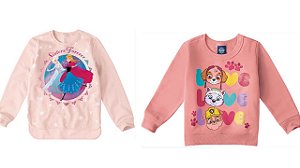 COMBO PAGUE 1 LEVE 2 Moletons Flanelado Bebê Menina Personagem - Malwee