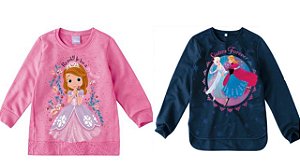 COMBO PAGUE 1 LEVE 2 Moletons Flanelado Bebê Menina Princesas Disney - Malwee