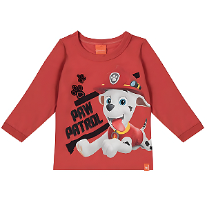 Camiseta Manga Longa Infantil Menino Patrulha Canina Laranja Escuro - Malwee
