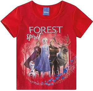 Blusa Manga Curta Infantil Menina Frozen Vermelha - Malwee