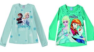 COMBO PAGUE 1 LEVE 2 Blusa Manga Longa Bebê Menina Frozen Disney