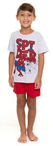 Pijama Manga Curta Infantil Menino Homem Aranha Cinza - Pai e Filho