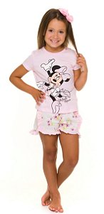 Pijama Infantil Menina Minnie Floral - Coleção Mãe e Filha