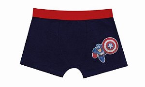 Cueca Boxer Infantil Capitão América Marvel - Azul Marinho 