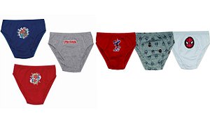 COMBO PAGUE 1 LEVE 2 kits de 3 Cuecas Infantil Menino Homem Aranha