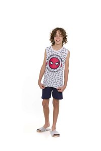 Pijama Homem Aranha Marvel - Azul Marinho e Branco - Juvenil