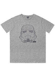 Camiseta Adulto Stormtrooper Star Wars Cinza Manga Curta - Fakini