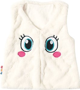 Colete em Pelúcia Bordado Infantil Menina Off-White - Malwee ZigZigZaa