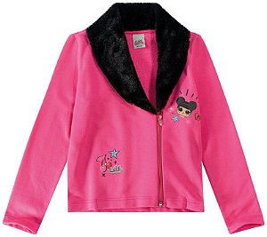 Jaqueta Moletom Flanelado Infantil Menina Gola Pelúcia LOL Rosa - Malwee