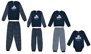 Pijama Super Mãe e Super Filhos - Coleção Família - Azul Marinho - Malwee