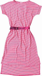 Vestido Manga Curta Listrado infantil Menina Rosa e Branco - Malwee