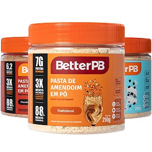 Kit 3 Sabores BetterPB Pasta de Amendoim em Pó 210g