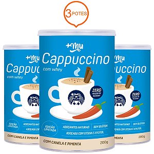 Combo 3 Potes Cappuccino +Mu (com Whey) 200g - Mais Mu