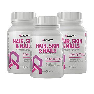 Kit 3 Potes Hair Skin & Nails 30 capsulas - Trinity