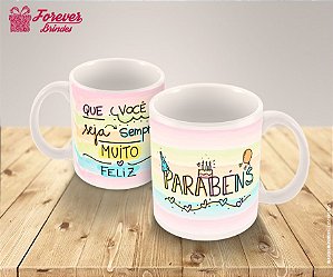 Caneca de Porcelana Aniversário Tie Dye