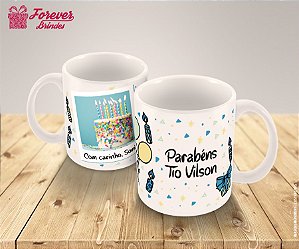 Caneca de Porcelana Aniversário Tio