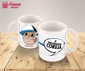 Caneca de Porcelana Dia dos Professores de Coruja