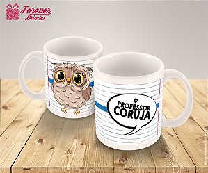 Caneca de Porcelana Dia dos Professores de Coruja