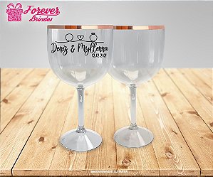 Taça De Gin Borda Metalizada Casamento