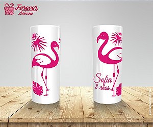 Copo Long Drink Aniversário Tropical Flamingo